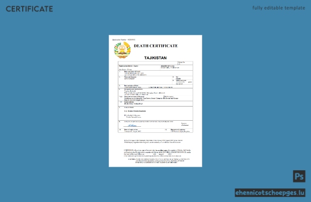 Tadschikische Personenstandsurkunde (Sterbeurkunde) – Beispiel-Word- und PDF-Datei